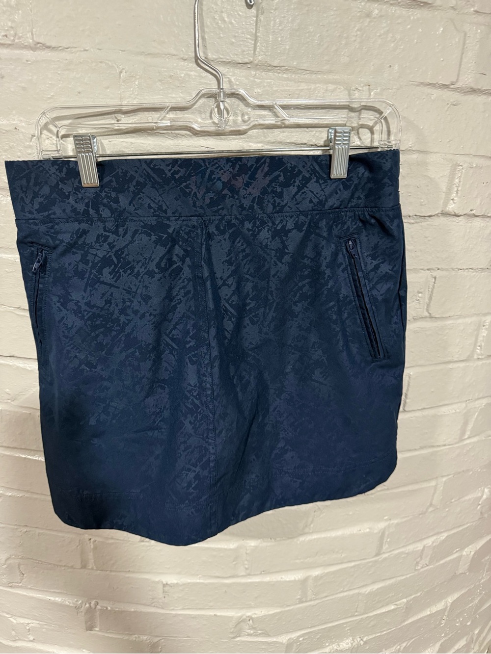 Orvis Navy Textured Skort with Zipper Pockets